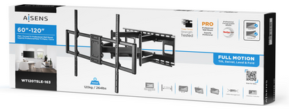 AISENS Soporte Pro Giratorio, Inclinable Y Nivelable Para Monitor/tv 120kg De 60-120, Negro