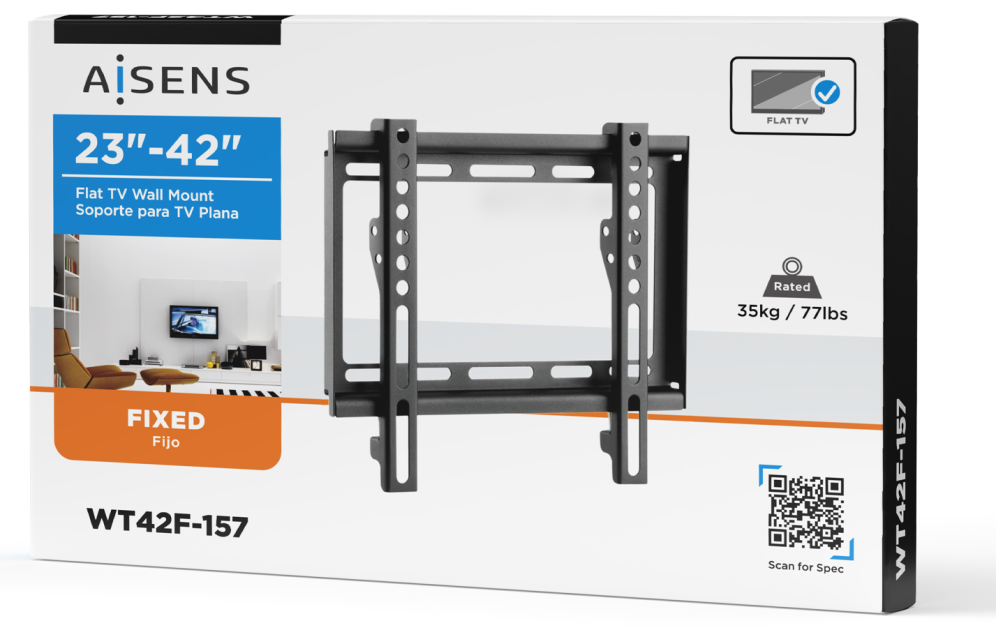 AISENS Soporte Eco Ultra Delgado Para Monitor/tv 35kg De 23-42, Negro