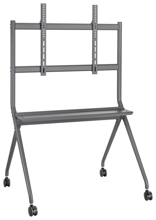 AISENS Soporte De Suelo Pro Con Rueda, 1 Bandeja Para Pantalla Interactiva/TV 120kg De 50-86, Negro