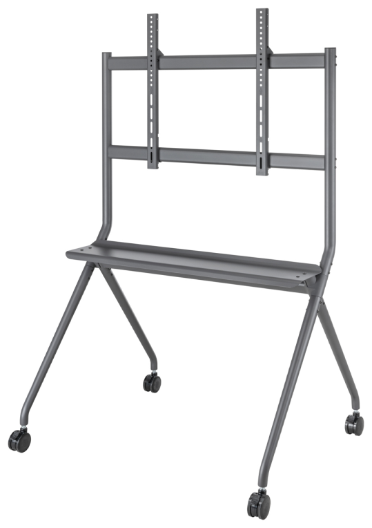 AISENS Soporte De Suelo Pro Con Rueda, 1 Bandeja Para Pantalla Interactiva/TV 120kg De 50-86, Negro
