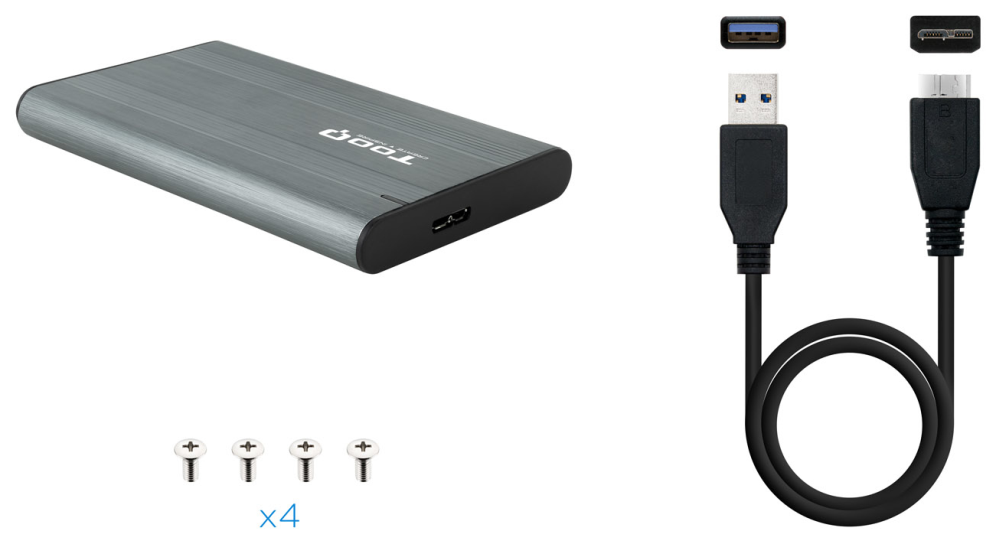 TooQ Caja Externa para Discos de 2,5a HDD/SSD, Gris