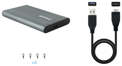 TooQ Caja Externa para Discos de 2,5a HDD/SSD, Gris