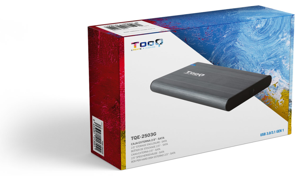 TooQ Caja Externa para Discos de 2,5a HDD/SSD, Gris