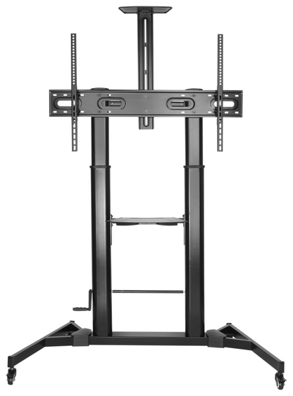 AISENS Soporte de Suelo ECO con Ruedas y Manivela, Bandeja para DVD y Soporte de Camara para Monitor/TV 100Kg de 60-100, Negro