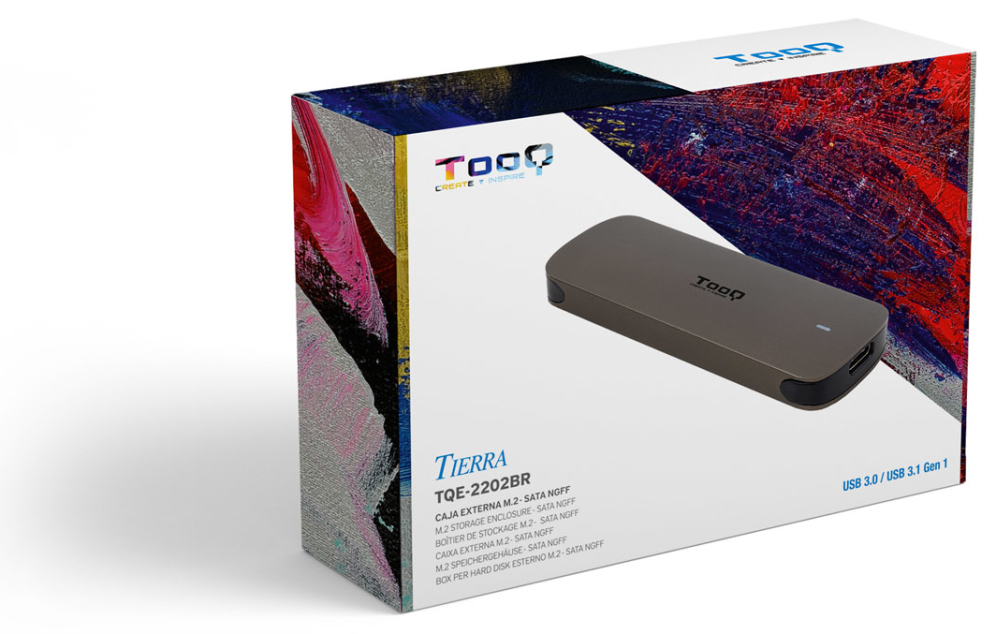 TooQ Caja Externa para SSD M.2 NGFF, Marron