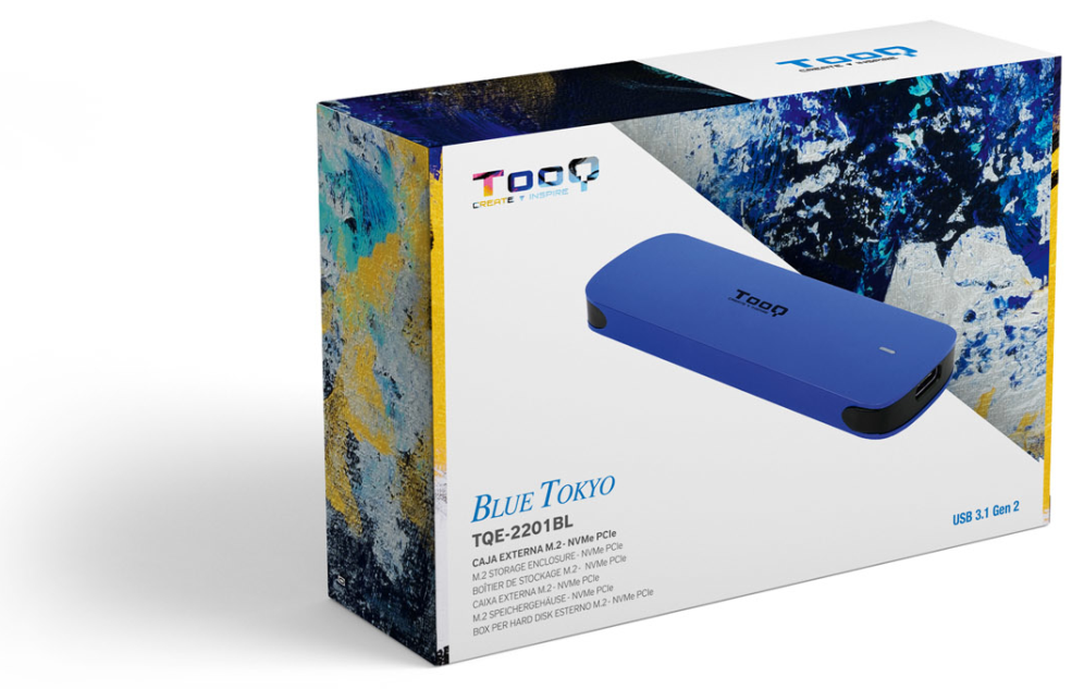 TooQ Caja externa para SSD M.2 NVMe, Azul