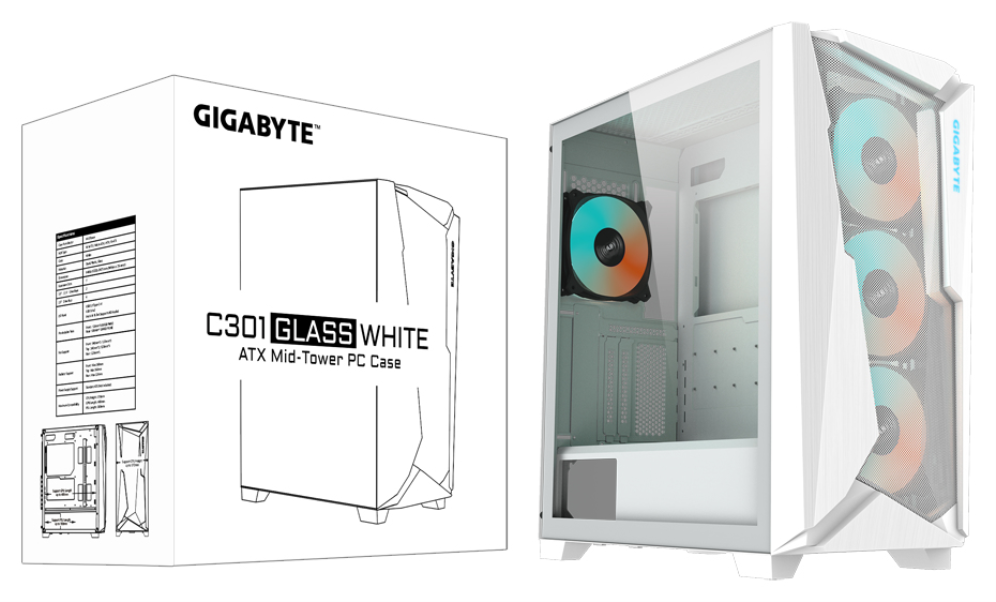 Gigabyte C301GW carcasa de ordenador Midi Tower Blanco