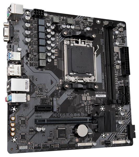 GIGABYTE B650M S2H Placa base - AMD Ryzen serie 9000, VRM de 5+2+2 fases, hasta 6400 MHz DDR5 (OC), 1xPCIe 4.0 M.2, LAN GbE, USB 3.2 Gen 1