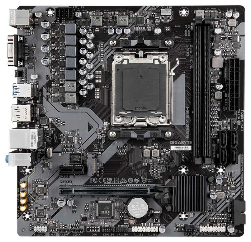 GIGABYTE B650M S2H Placa base - AMD Ryzen serie 9000, VRM de 5+2+2 fases, hasta 6400 MHz DDR5 (OC), 1xPCIe 4.0 M.2, LAN GbE, USB 3.2 Gen 1