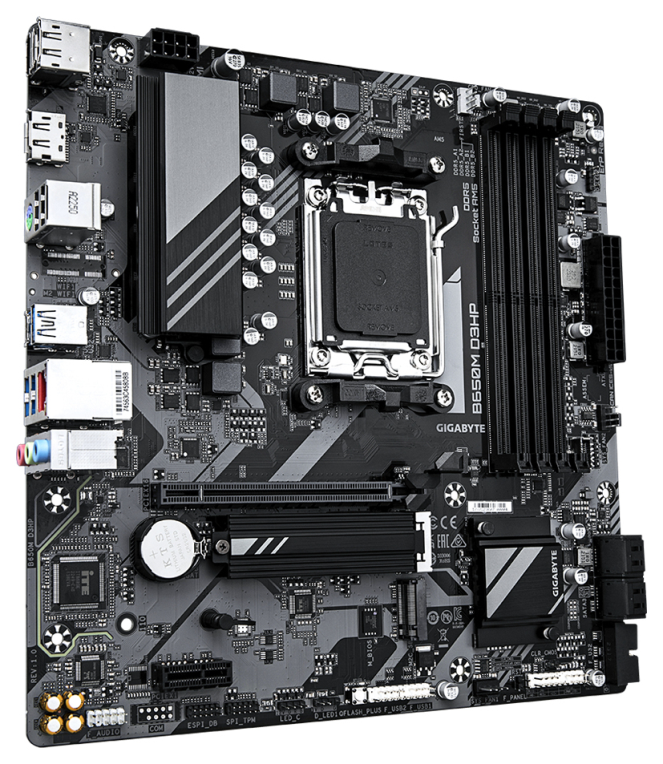 GIGABYTE B650M D3HP Placa base - AMD Ryzen serie 9000, VRM de 5+2+2 fases, hasta 7600 MHz DDR5 (OC), 2xPCIe 4.0 M.2, LAN 2,5 GbE, USB 3.2 Gen 1