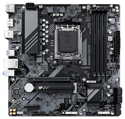 GIGABYTE B650M D3HP Placa base - AMD Ryzen serie 9000, VRM de 5+2+2 fases, hasta 7600 MHz DDR5 (OC), 2xPCIe 4.0 M.2, LAN 2,5 GbE, USB 3.2 Gen 1