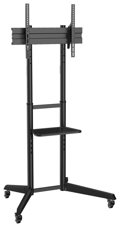 AISENS Soporte de Suelo ECO con Rueda, Bandeja para DVD para Monitor/TV 50Kg de 37-70, Negro