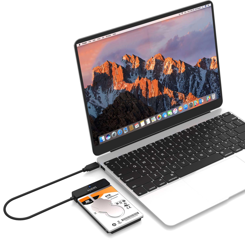 AISENS Adaptador SATA a USB-C USB3.0/USB3.1 Gen1 para Discos Duros 2.5?, Negro