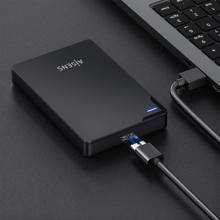 AISENS Caja Externa 2,5? 9.5mm SATA a USB 3.0/USB3.1 Gen1, Negra