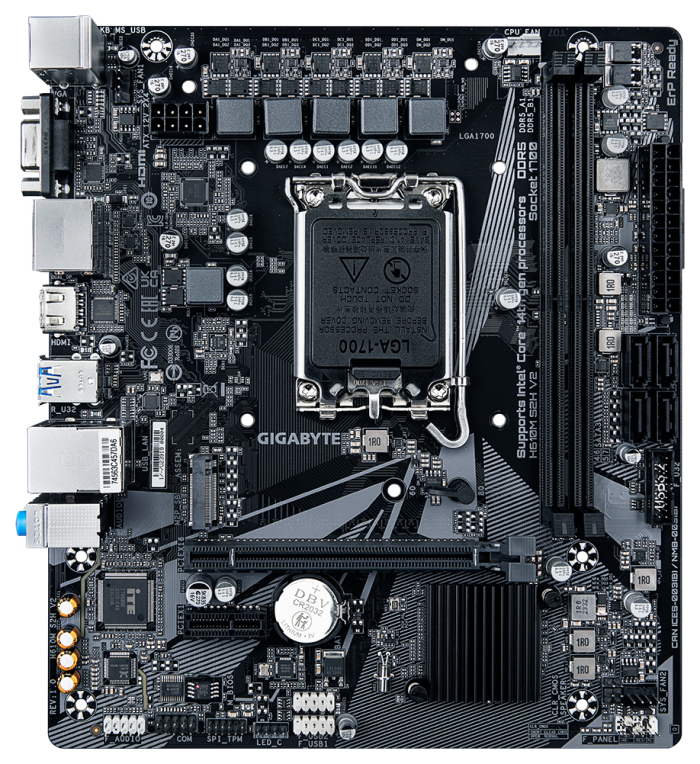 GIGABYTE H610M S2H V2 Placa base - Soporta CPUs Intel Core de 14ª generación, 4+1+1 Fases Híbridas VRM Digital, hasta 5600MHz DDR5, 1xPCIe 3.0 M.2, GbE LAN, USB 3.2 Gen 1