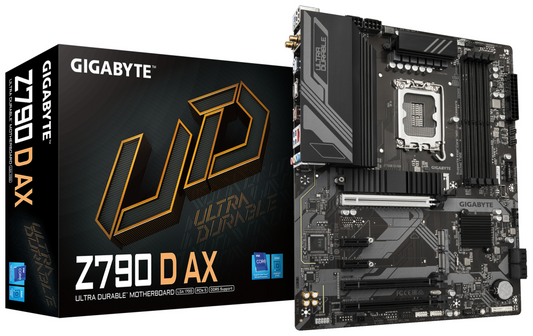GIGABYTE Z790 D AX Placa base - Soporta CPUs Intel Core de 14ª generación, VRM digital de 12+1+1 fases, hasta 7600MHz DDR5 (OC), 3xPCIe 4.0 M.2, Wi-Fi 6E, LAN de 2.5GbE, USB 3.2 Gen 2