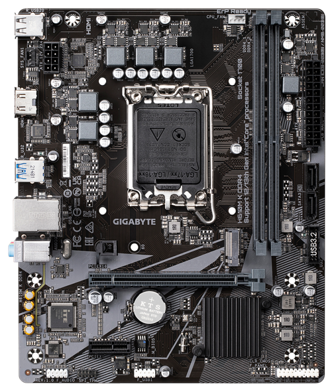 GIGABYTE H610M K DDR4 Placa base - Compatible con procesadores Intel Core 14th Gen CPUs, 3+1+1 Phases Hybrid Power Design, up to 3200MHz DDR4, 1xPCIe 3.0 M.2, GbE LAN, USB 3.2 Gen 1