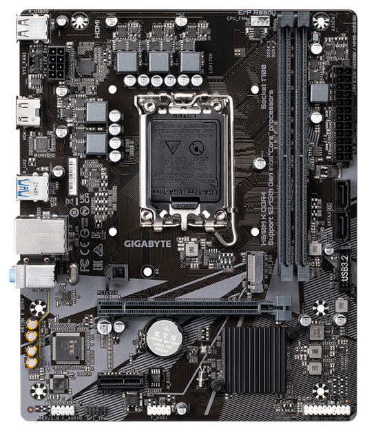 GIGABYTE H610M K DDR4 Placa base - Compatible con procesadores Intel Core 14th Gen CPUs, 3+1+1 Phases Hybrid Power Design, up to 3200MHz DDR4, 1xPCIe 3.0 M.2, GbE LAN, USB 3.2 Gen 1