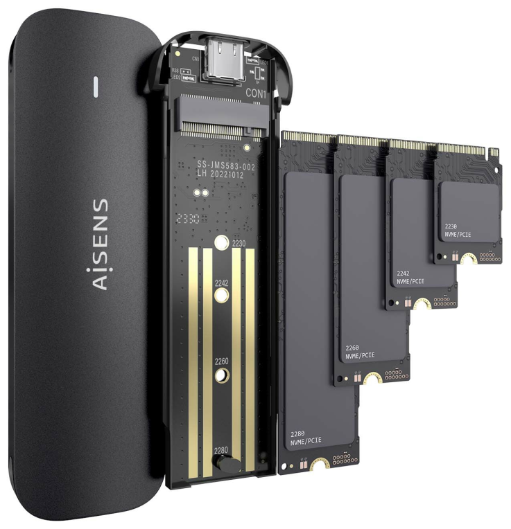 AISENS ASM2-024B caja para disco duro externo Caja externa para unidad de estado solido (SSD) Negro
