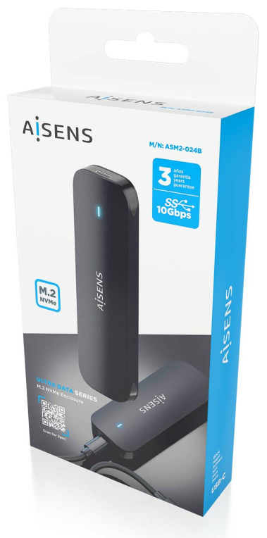 AISENS ASM2-024B caja para disco duro externo Caja externa para unidad de estado solido (SSD) Negro