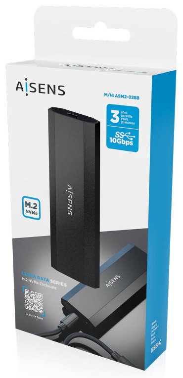 AISENS ASM2-028B caja para disco duro externo Caja externa para unidad de estado solido (SSD) Negro