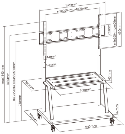Ewent EW1541 soporte para pantalla de senalizacion 3,05 m (120'') Negro