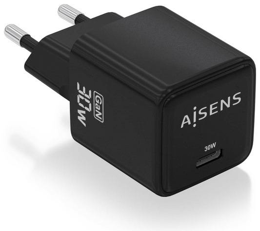 AISENS ASCH-30W1P036-BK cargador de dispositivo movil Universal Corriente alterna Carga rapida Interior