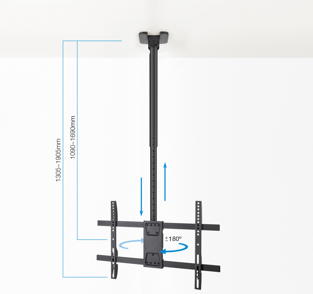 TooQ Soporte de Techo para Pantallas 43''-86'', Negro