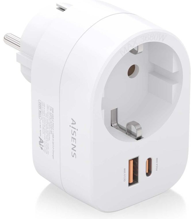 AISENS ASPS-1A1C06-W cargador de dispositivo movil Universal Blanco Corriente alterna Carga rapida Interior