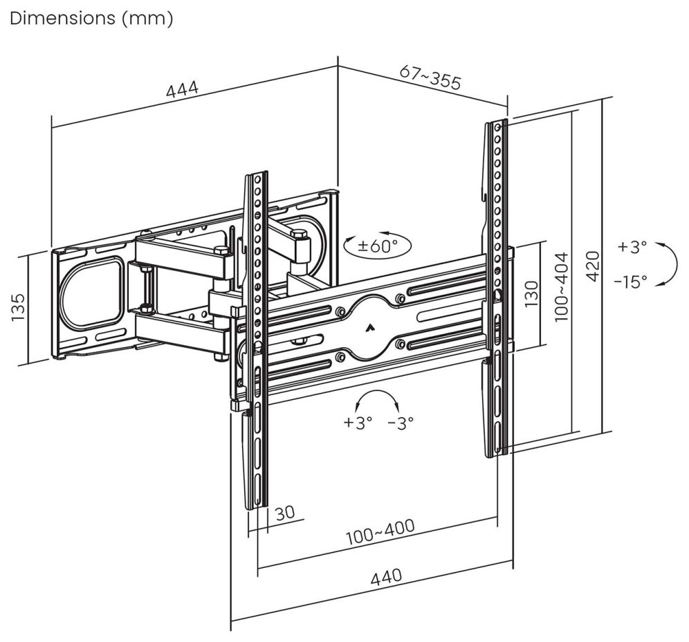 AISENS WT70TSLE-325 soporte para TV 177,8 cm (70'')