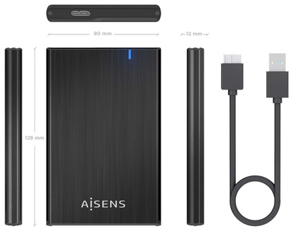 AISENS ASE-2528B caja para disco duro externo Carcasa de disco duro/SSD 2.5''