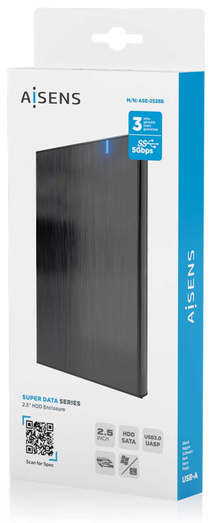 AISENS ASE-2528B caja para disco duro externo Carcasa de disco duro/SSD 2.5''