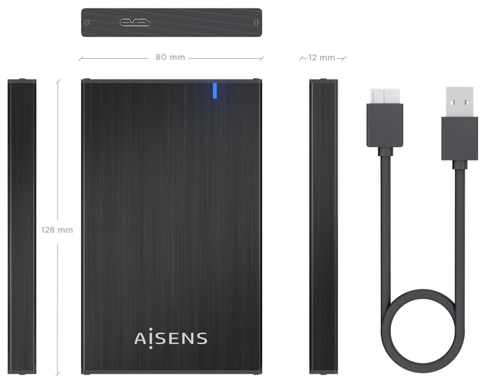 AISENS ASE-2527B caja para disco duro externo Carcasa de disco duro/SSD 2.5''