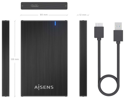 AISENS ASE-2527B caja para disco duro externo Carcasa de disco duro/SSD 2.5''