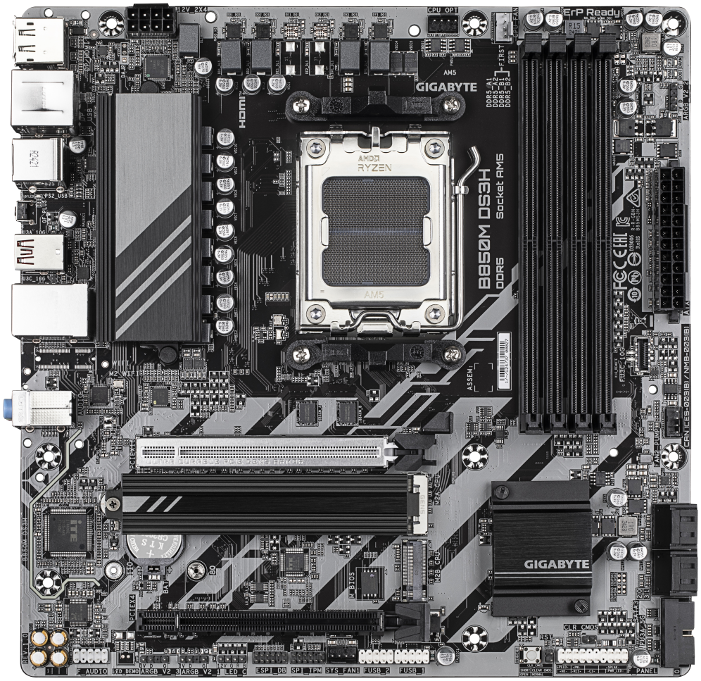 GIGABYTE B850M DS3H placa base AMD B850 Zócalo AM5 micro ATX