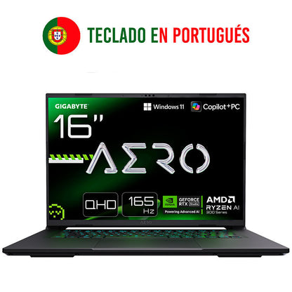 GIGABYTE AERO X16 2WHA3PTC65AH ordenador portatil Copilot+ PC AMD Ryzen AI 9 HX 370 Portatil 40,6 cm (16'') WQXGA 32 GB DDR5-SDRAM 2 TB SSD NVIDIA GeForce RTX 5070 Wi-Fi 6E (802.11ax) Windows 11 Pro Gris