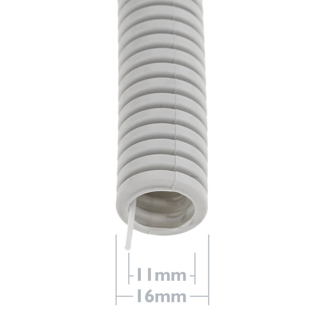 Tubo corrugado PVC con guía M-16 100 m Gris