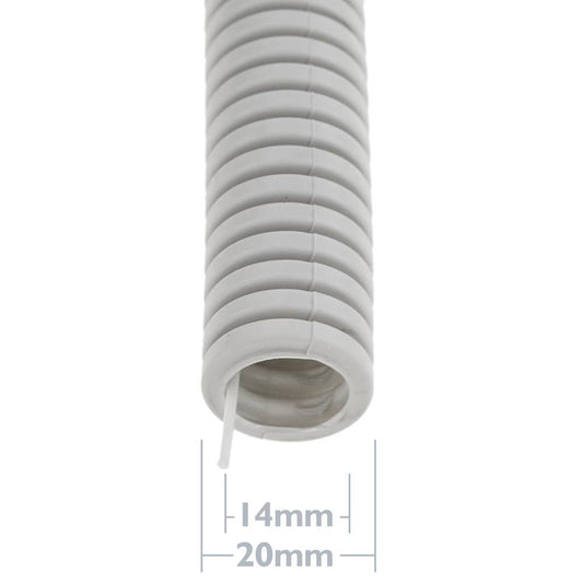 Tubo corrugado PVC con guía M-20 100 m Gris
