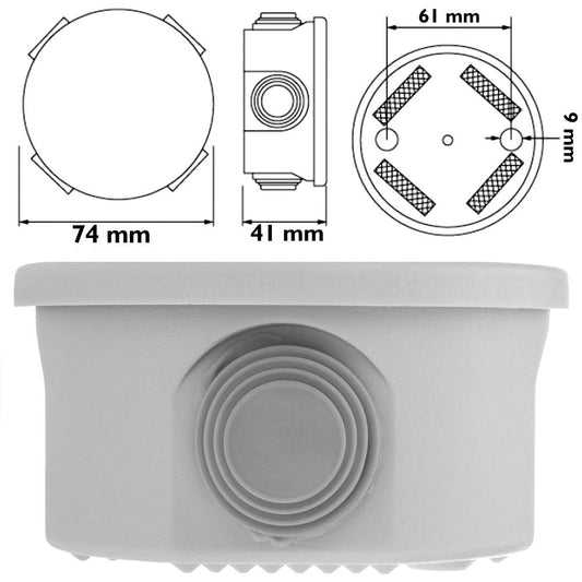 Caja de superficie redonda IP44 70x40mm
