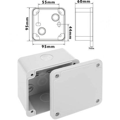 Caja de superficie cuadrada IP66 libre de halógenos LSZH 95x95x60mm