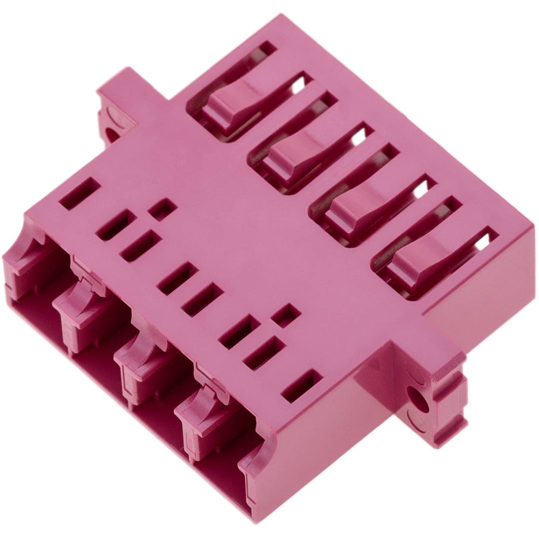 Acoplador de fibra óptica LC a LC multimodo OM4 cuádruple