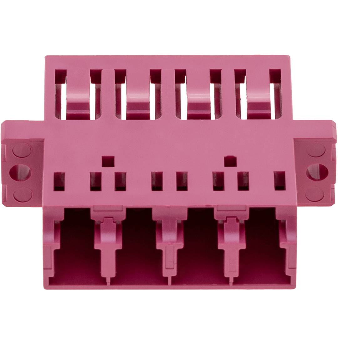 Acoplador de fibra óptica LC a LC multimodo OM4 cuádruple