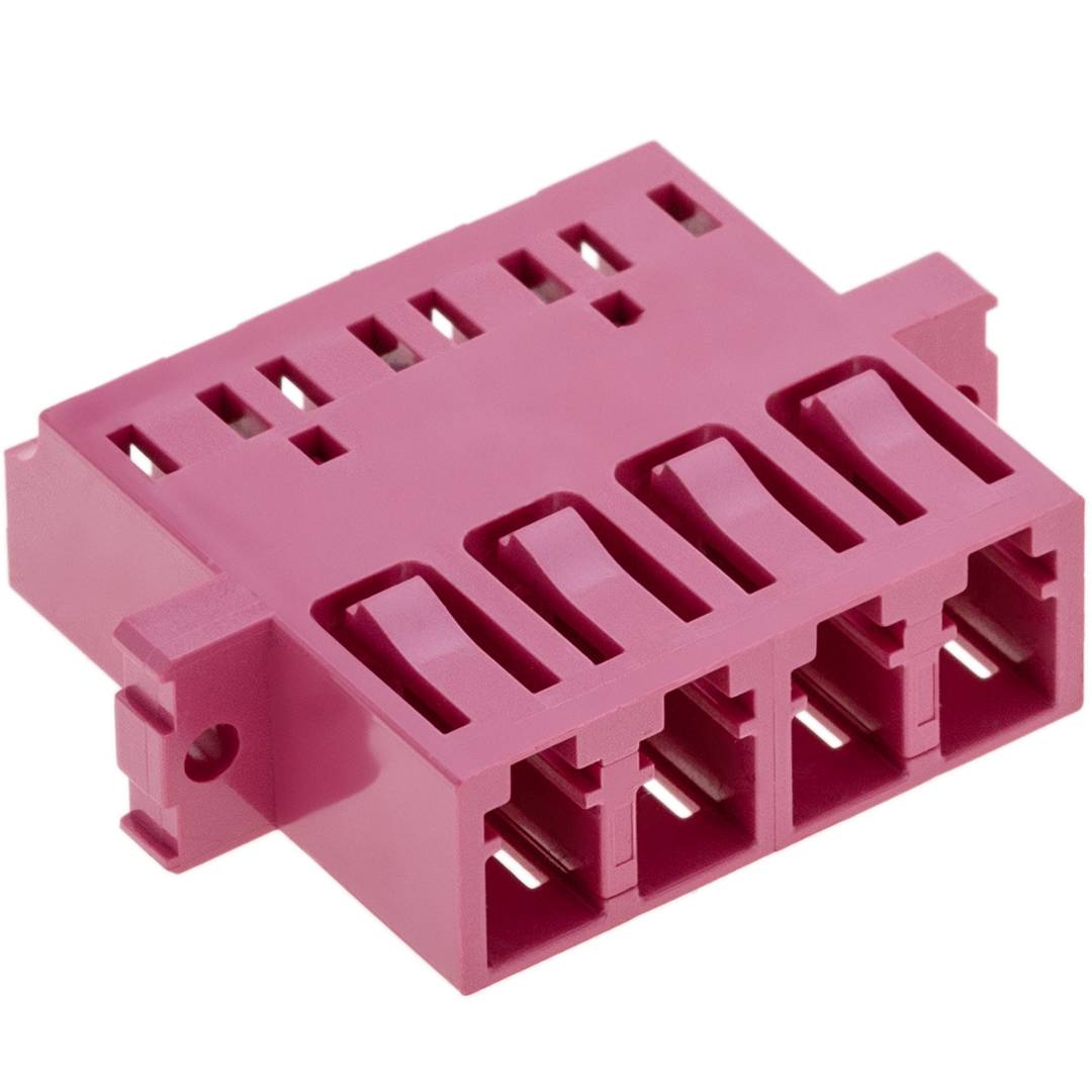 Acoplador de fibra óptica LC a LC multimodo OM4 cuádruple