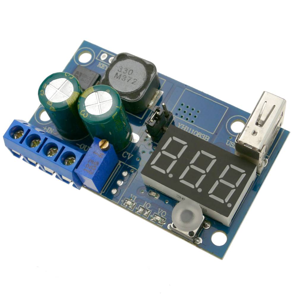 Fuente de alimentación DC-DC con regulador de voltaje con visor LCD y USB LM2596 DW-0384