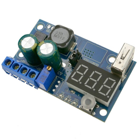Fuente de alimentación DC-DC con regulador de voltaje con visor LCD y USB LM2596 DW-0384