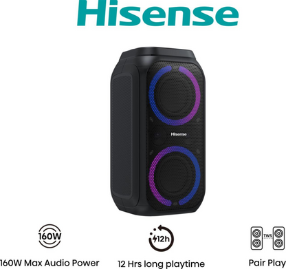 Hisense Party Rocket 160 Altavoz para fiestas Negro 160 W