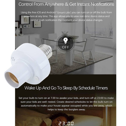 Portalámparas Inteligente WiFi E27 compatible con Google Home, Alexa y IFTTT