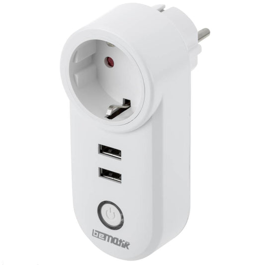 Enchufe inteligente 16A 3680W WiFi Blanco con dos puertos USB compatible con Google Home, Alexa y IFTTT