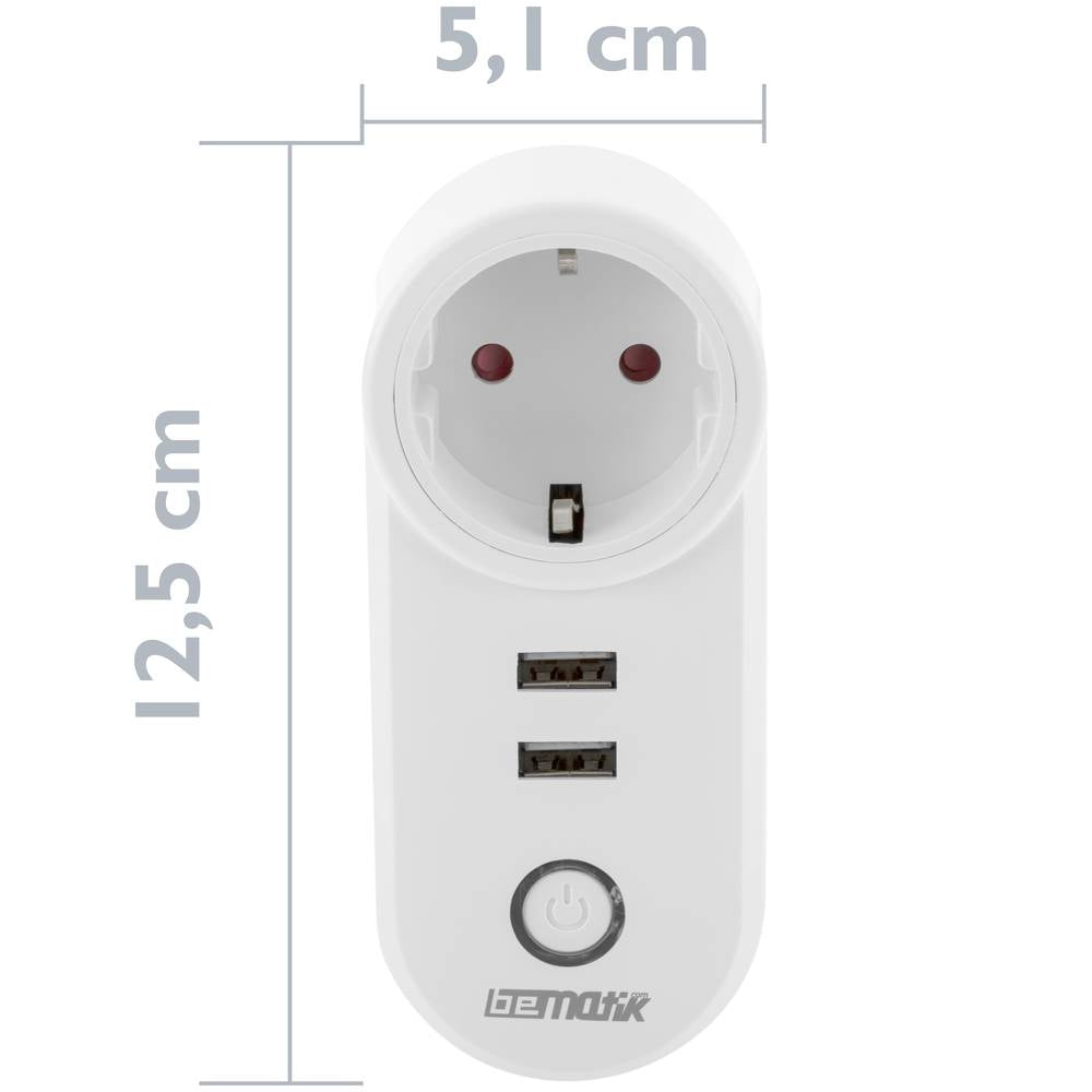 Enchufe inteligente 16A 3680W WiFi Blanco con dos puertos USB compatible con Google Home, Alexa y IFTTT
