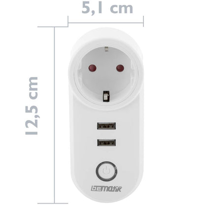 Enchufe inteligente 16A 3680W WiFi Blanco con dos puertos USB compatible con Google Home, Alexa y IFTTT
